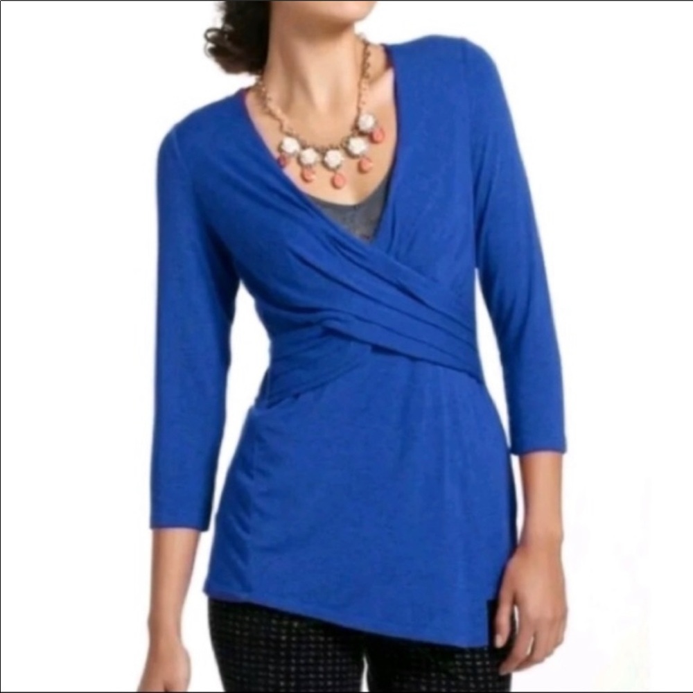 Anthropologie One September blue wrap style top